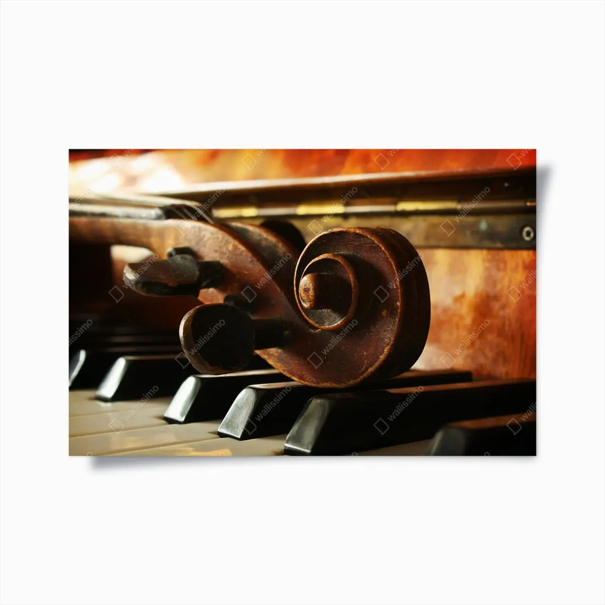 Poster vintage violin scroll on piano keys • Wallissimo® Poster vintage violin scroll on piano keys • Wallissimo®