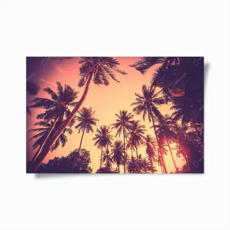 Poster vintage tropical sunset palm silhouettes • Wallissimo®