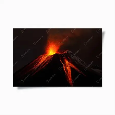 Poster molten volcano eruption at night • Wallissimo®