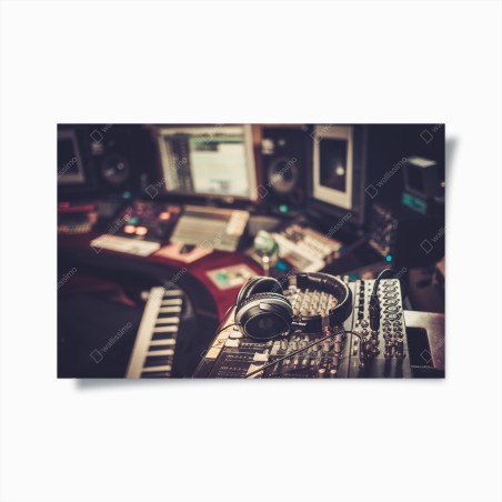 Poster vintage recording studio control desk • Wallissimo®