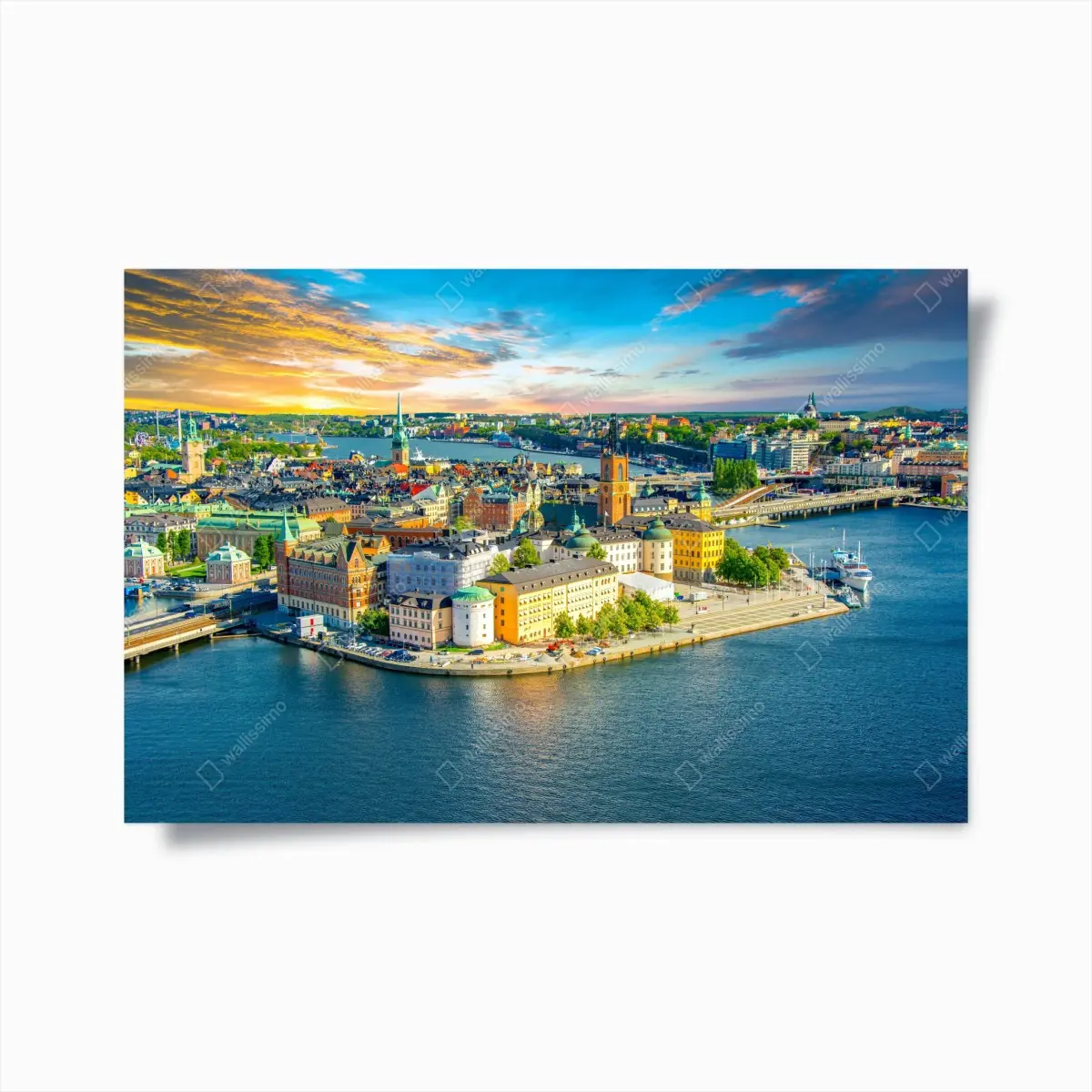 Poster vibrant Stockholm cityscape at sunset • Wallissimo® Poster vibrant Stockholm cityscape at sunset • Wallissimo®