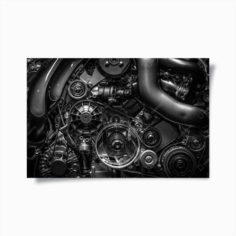 Poster precision engine mechanics close-up