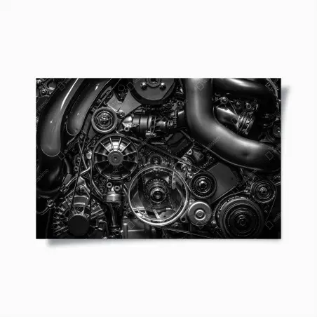 Poster precision engine mechanics close-up • Wallissimo®