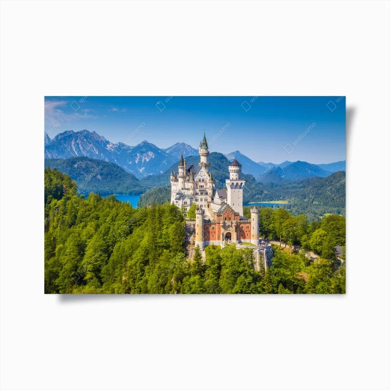 Poster Neuschwanstein castle in alpine landscape