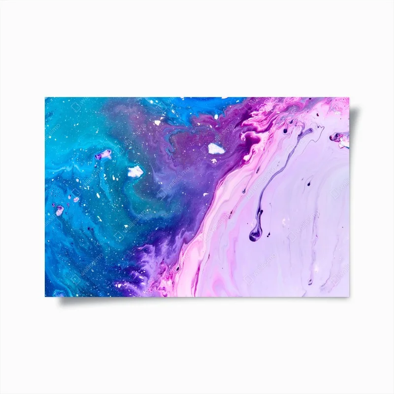 Poster vibrant blue and purple abstract fluid art