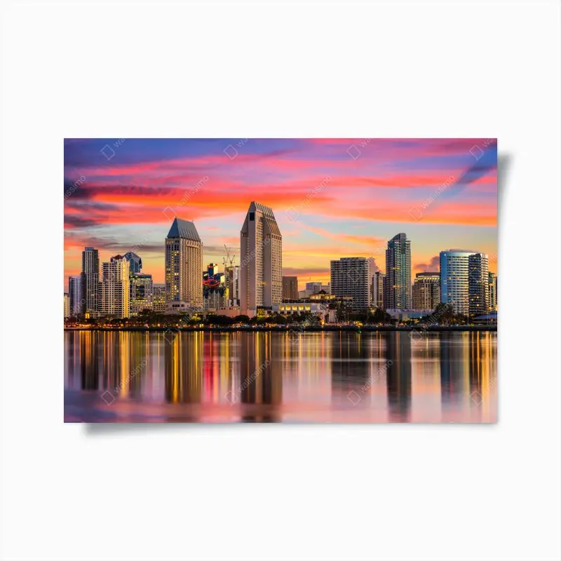 Poster San Diego skyline at sunset
