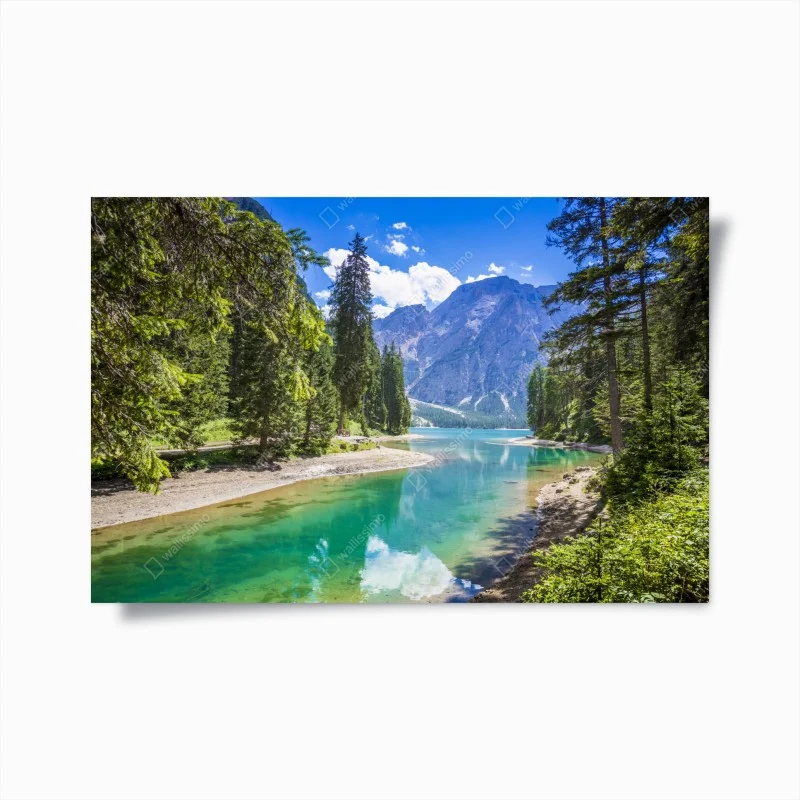 Poster Pragser Wildsee turquoise mountain lake