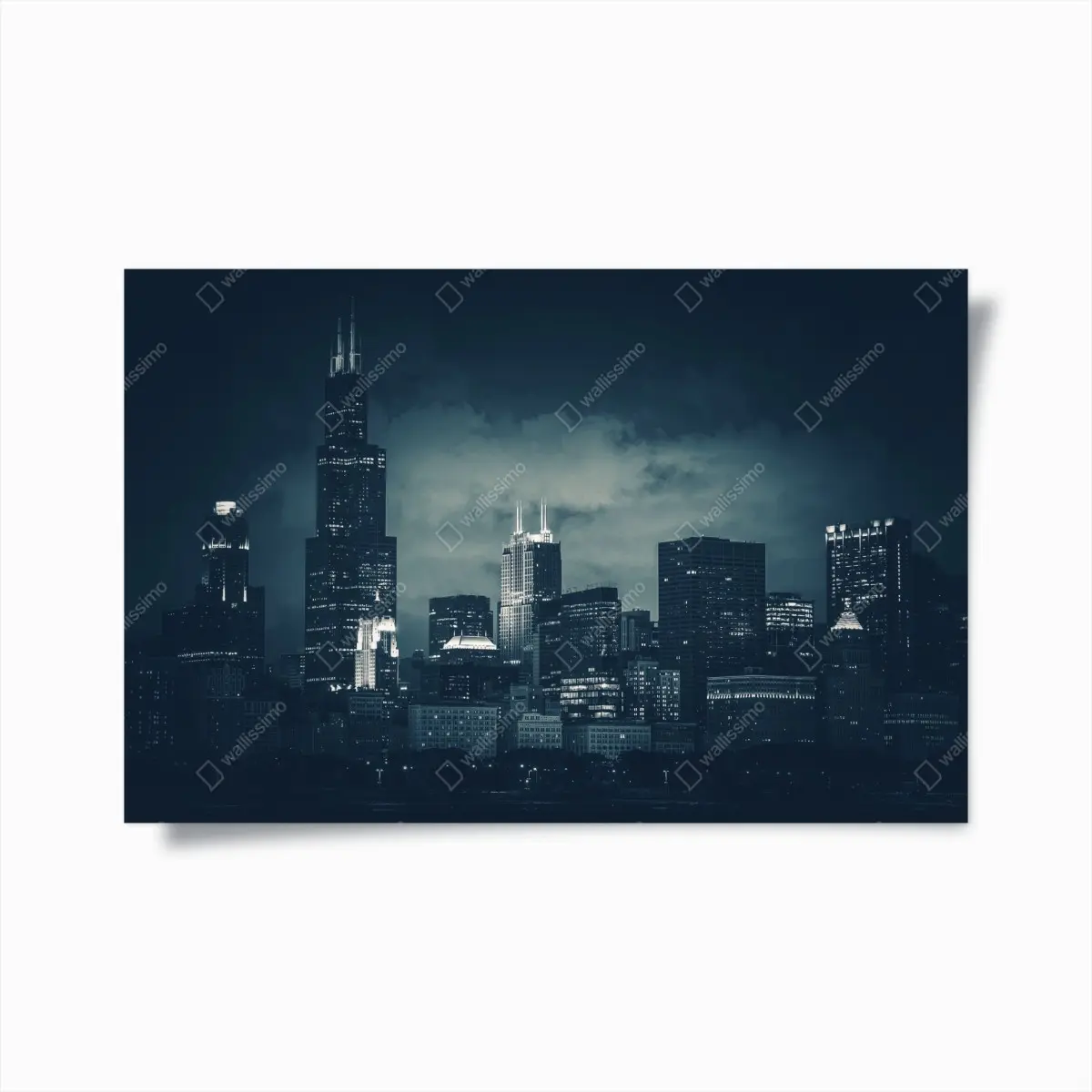 Poster Chicago city skyline in deep blue • Wallissimo® Poster Chicago city skyline in deep blue • Wallissimo®