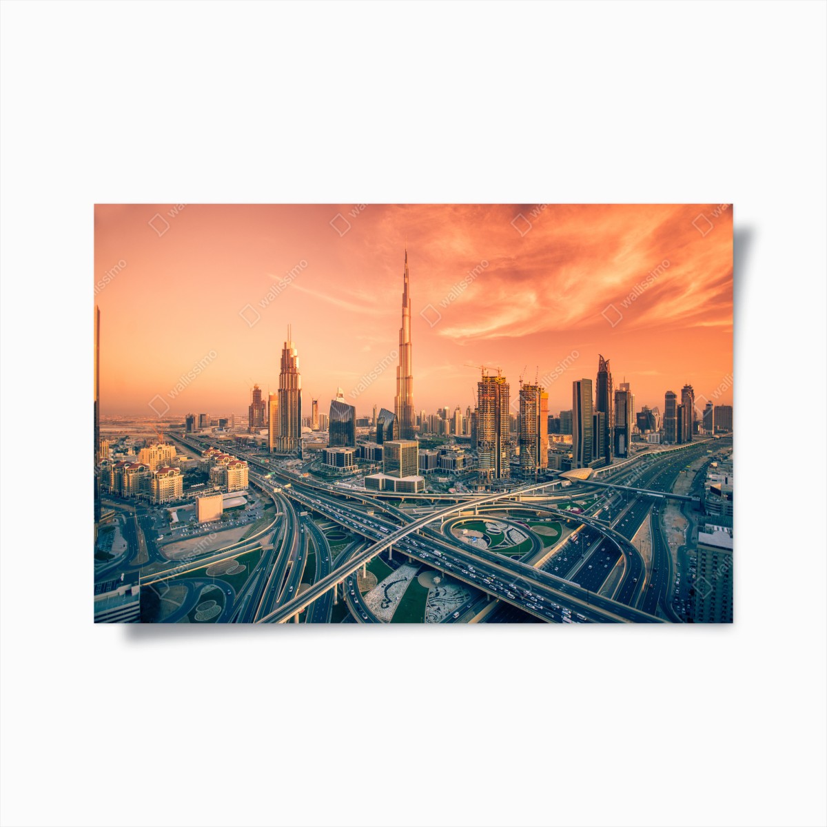 Poster Dubai skyline at sunset • Wallissimo® Poster Dubai skyline at sunset • Wallissimo®