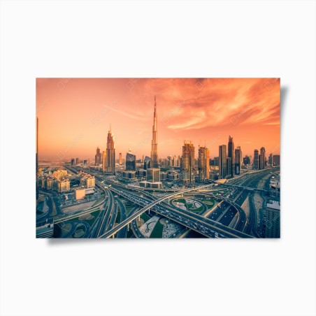 Poster Dubai skyline at sunset • Wallissimo®