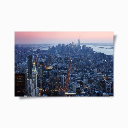 Poster sunset over Manhattan skyline • Wallissimo®