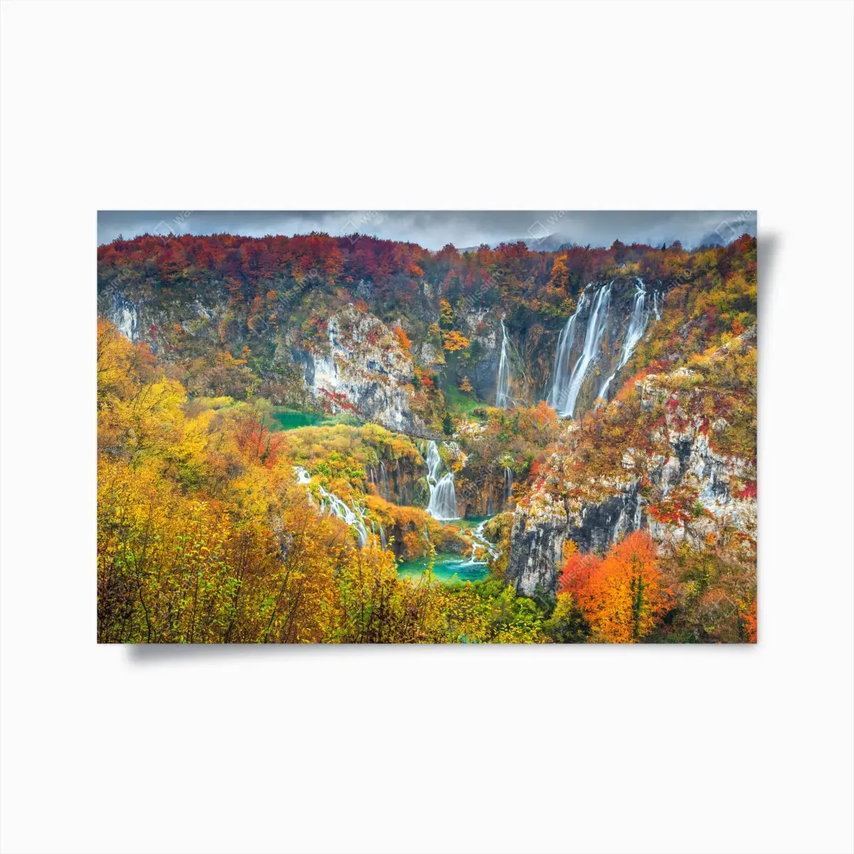 Poster autumn waterfalls in a vivid forest • Wallissimo® Poster autumn waterfalls in a vivid forest • Wallissimo®
