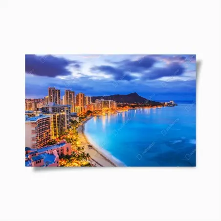 Poster Honolulu skyline at dusk • Wallissimo®
