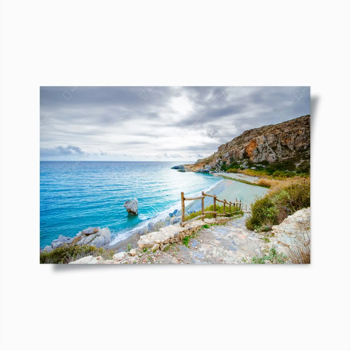 Poster serene turquoise cove coastal pathway • Wallissimo® Poster serene turquoise cove coastal pathway • Wallissimo®