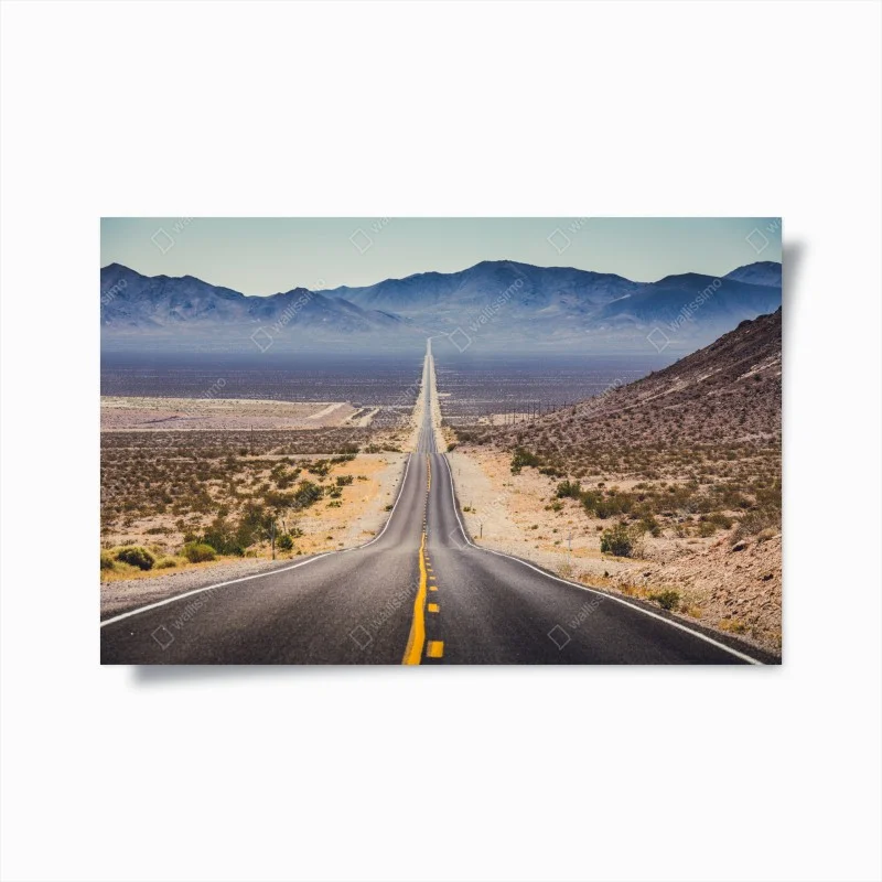 Poster endless desert highway to the mountains