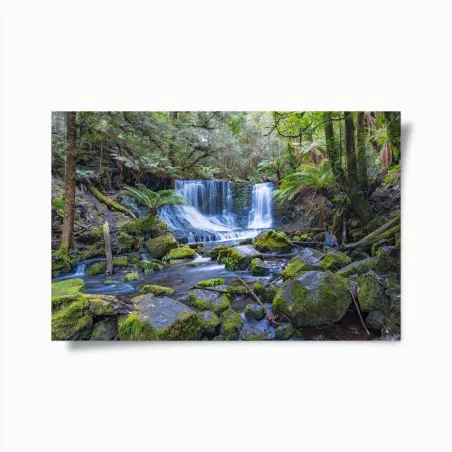 Poster serene forest waterfall retreat • Wallissimo®