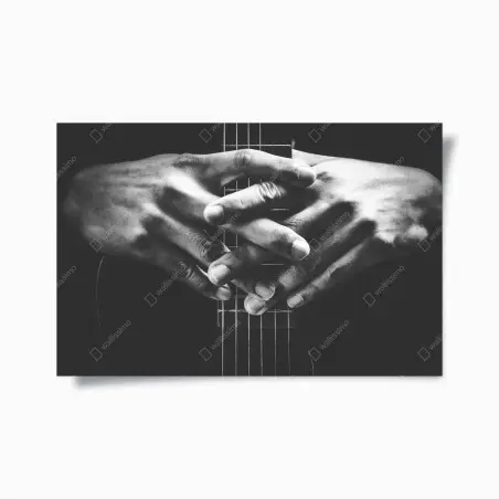 Poster intertwined hands on guitar strings • Wallissimo®