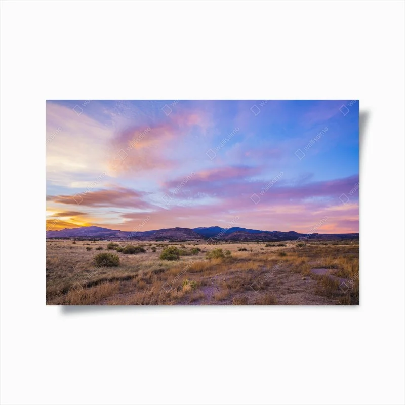 Poster pastel sunset over desert mountains