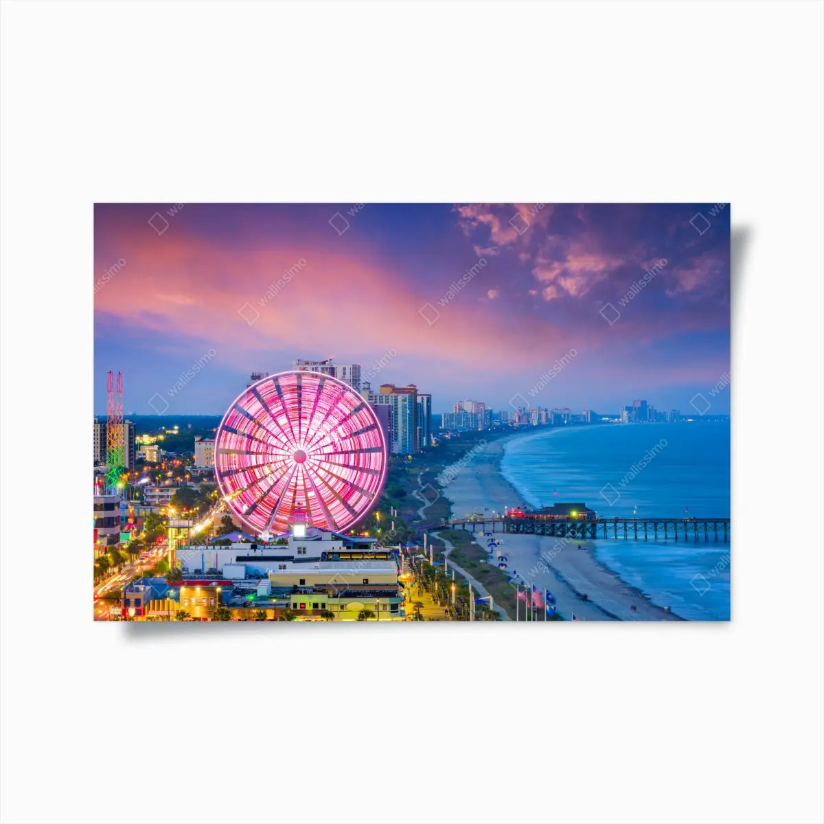 Poster Myrtle Beach sunset skyline with ferris wheel • Wallissimo® Poster Myrtle Beach sunset skyline with ferris wheel • Wallissimo®