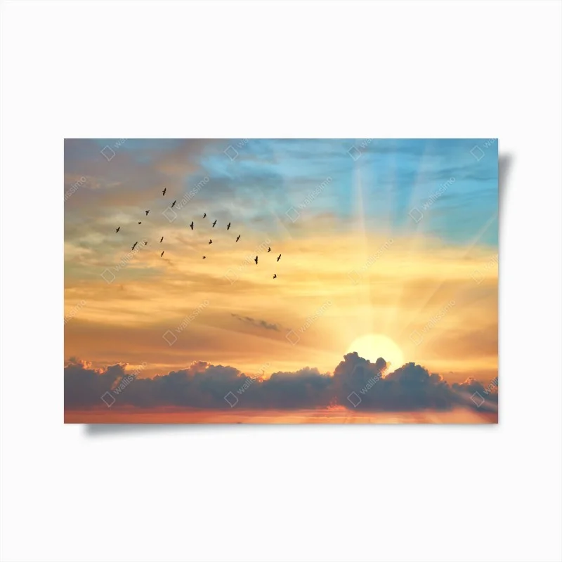 Poster golden sunrise over clouds