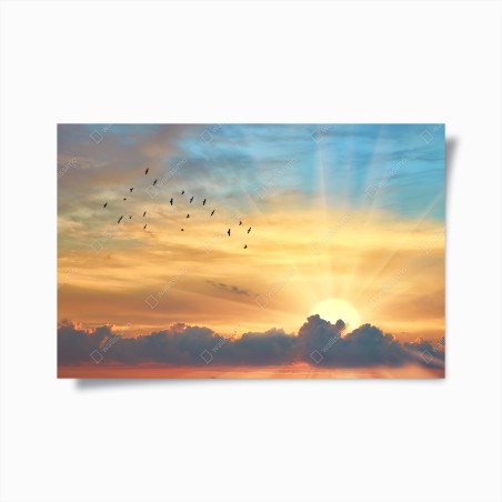 Poster golden sunrise over clouds • Wallissimo®