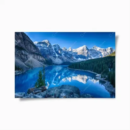 Poster serene alpine lake reflection • Wallissimo®