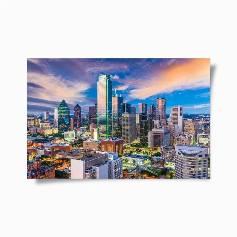 Poster Dallas skyline at dusk