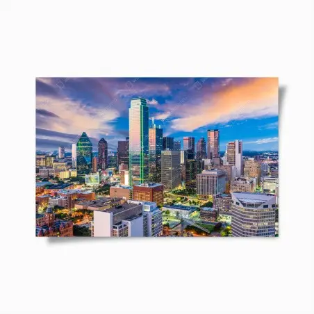 Poster Dallas skyline at dusk • Wallissimo®