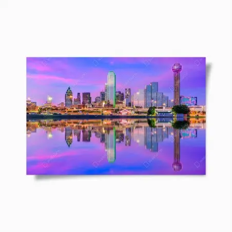 Poster Dallas skyline at purple dusk • Wallissimo®