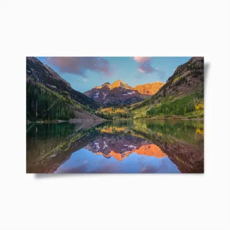 Poster sunrise reflection at Maroon Bells • Wallissimo®