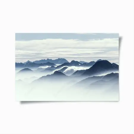 Poster misty mountain layers at dawn • Wallissimo®