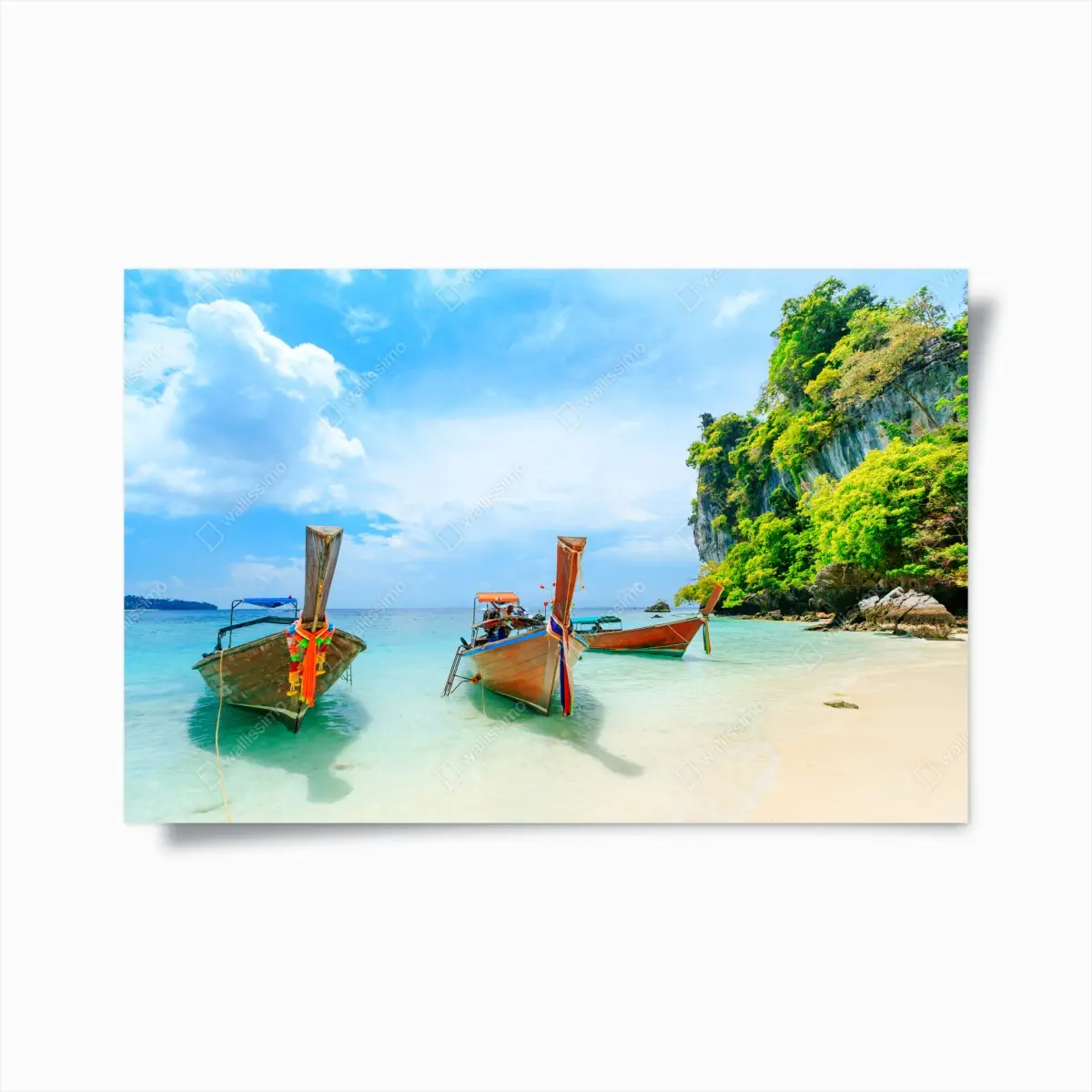 Poster longtail boats on a turquoise Phuket beach • Wallissimo® Poster longtail boats on a turquoise Phuket beach • Wallissimo®