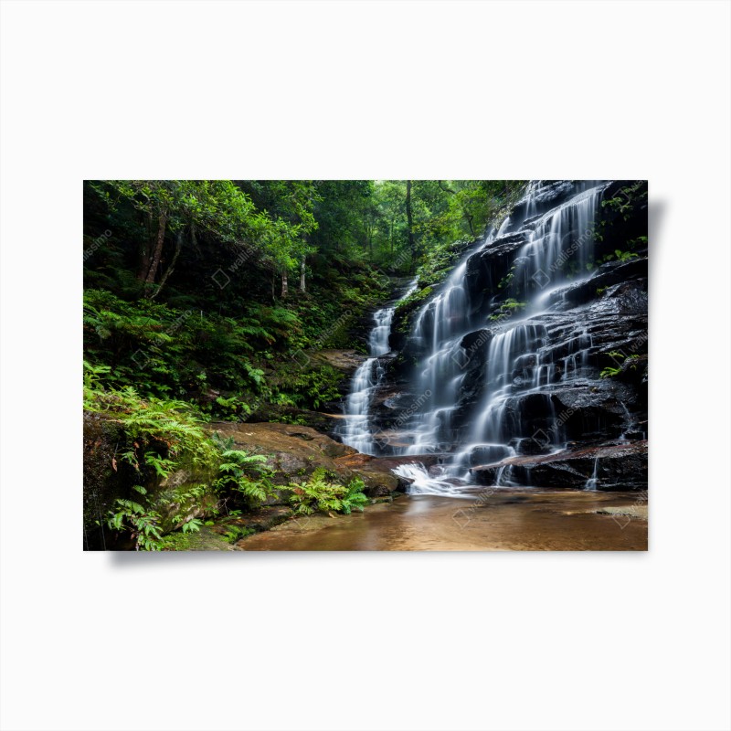 Poster serene forest waterfall