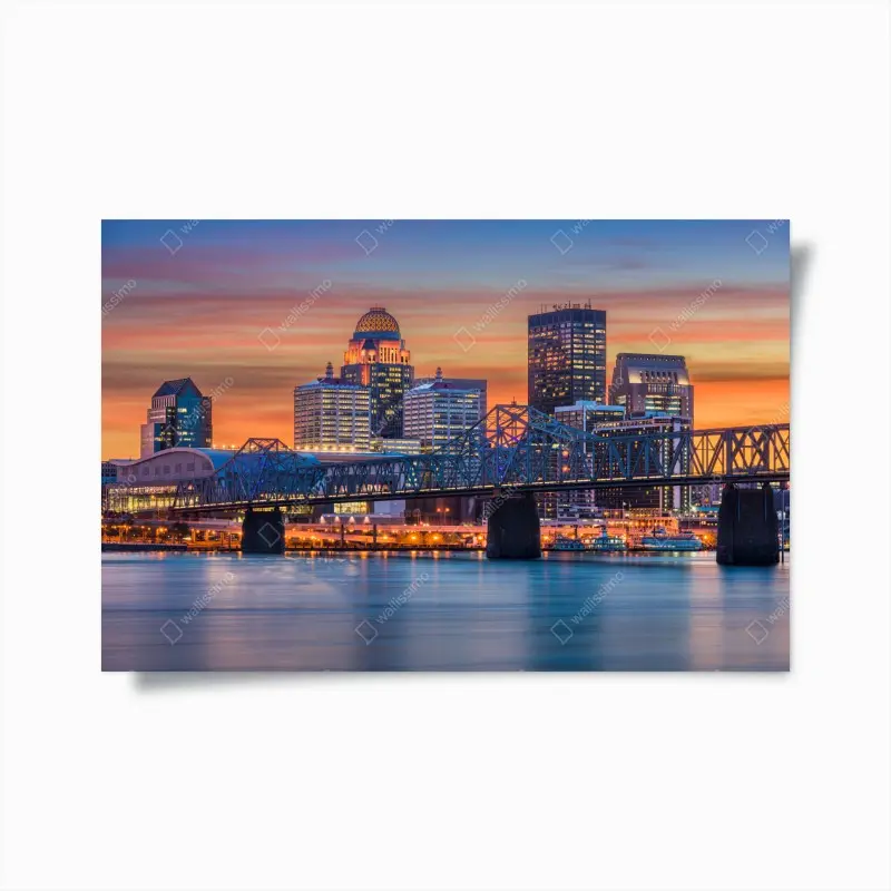 Poster Louisville skyline at sunset