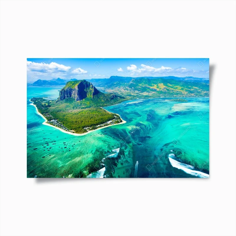 Poster turquoise lagoon aerial view, Mauritius