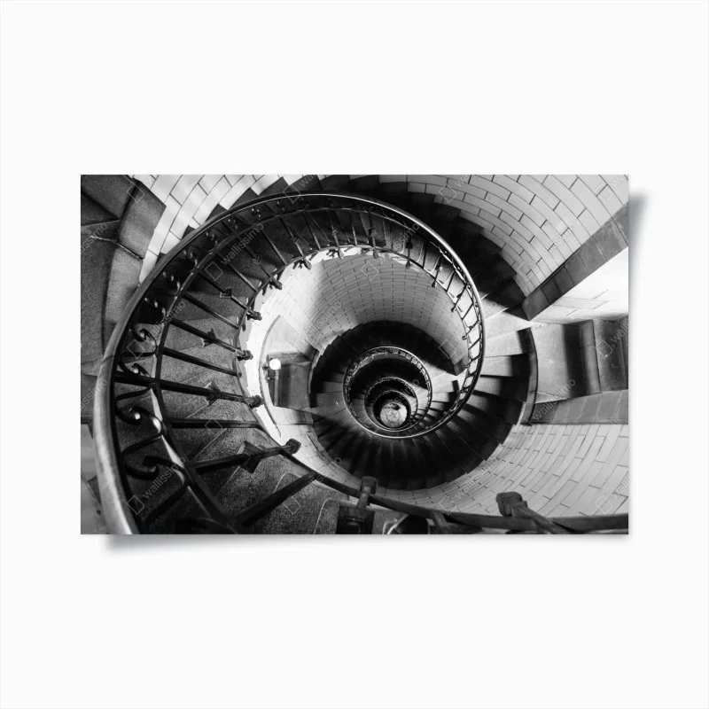 Poster spiral staircase in monochrome perspective