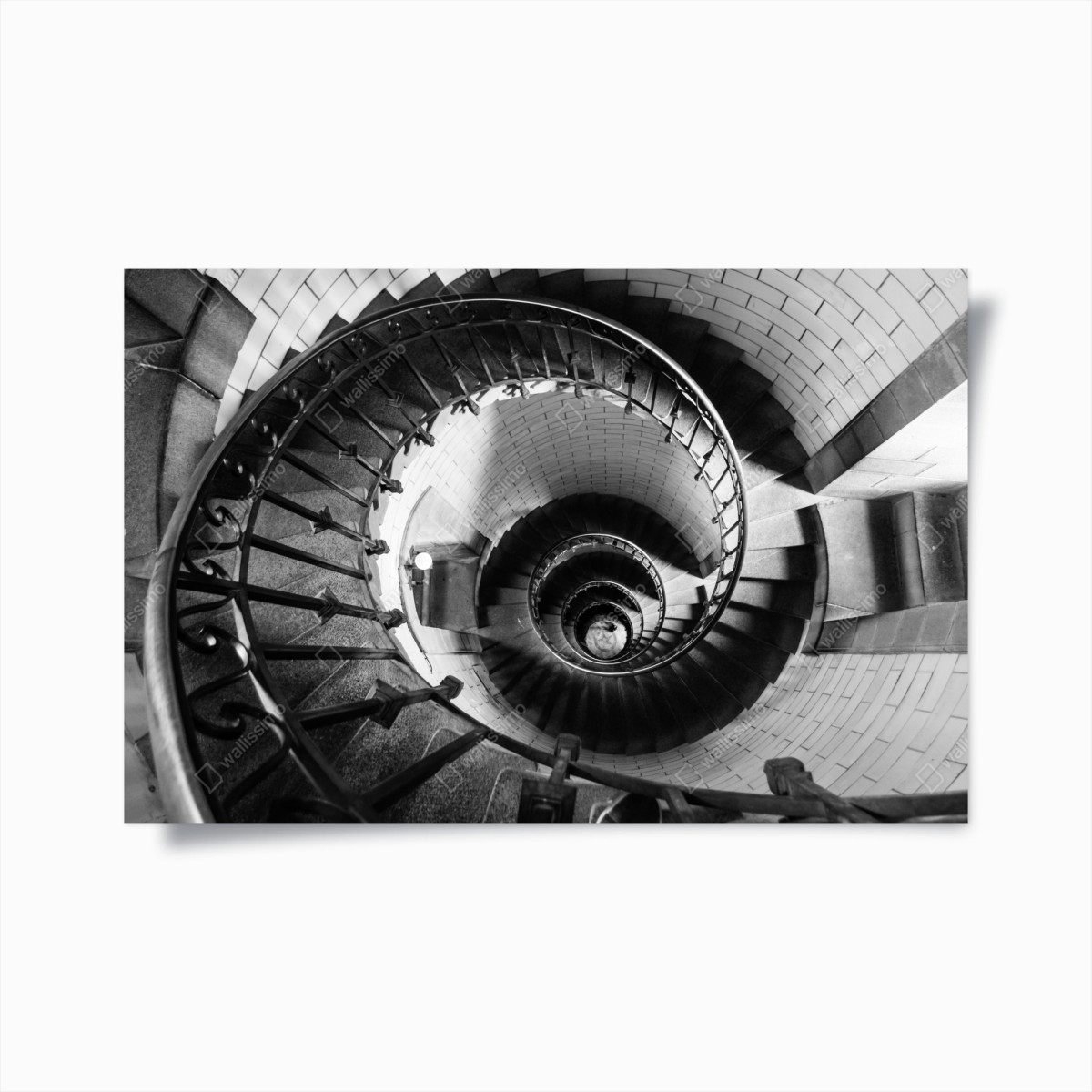 Poster spiral staircase in monochrome perspective • Wallissimo® Poster spiral staircase in monochrome perspective • Wallissimo®