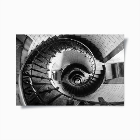 Poster spiral staircase in monochrome perspective • Wallissimo®
