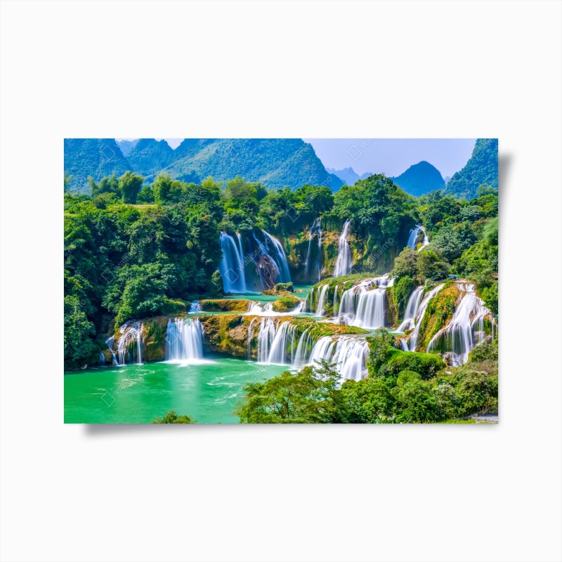 Poster emerald cascade waterfall landscape
