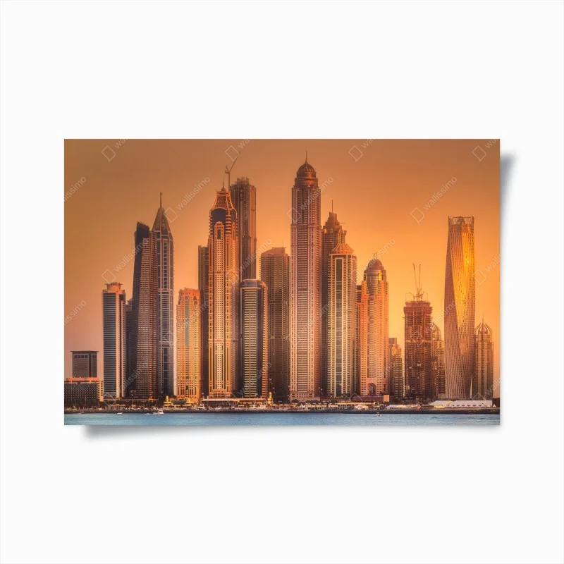 Poster Dubai skyline in golden light