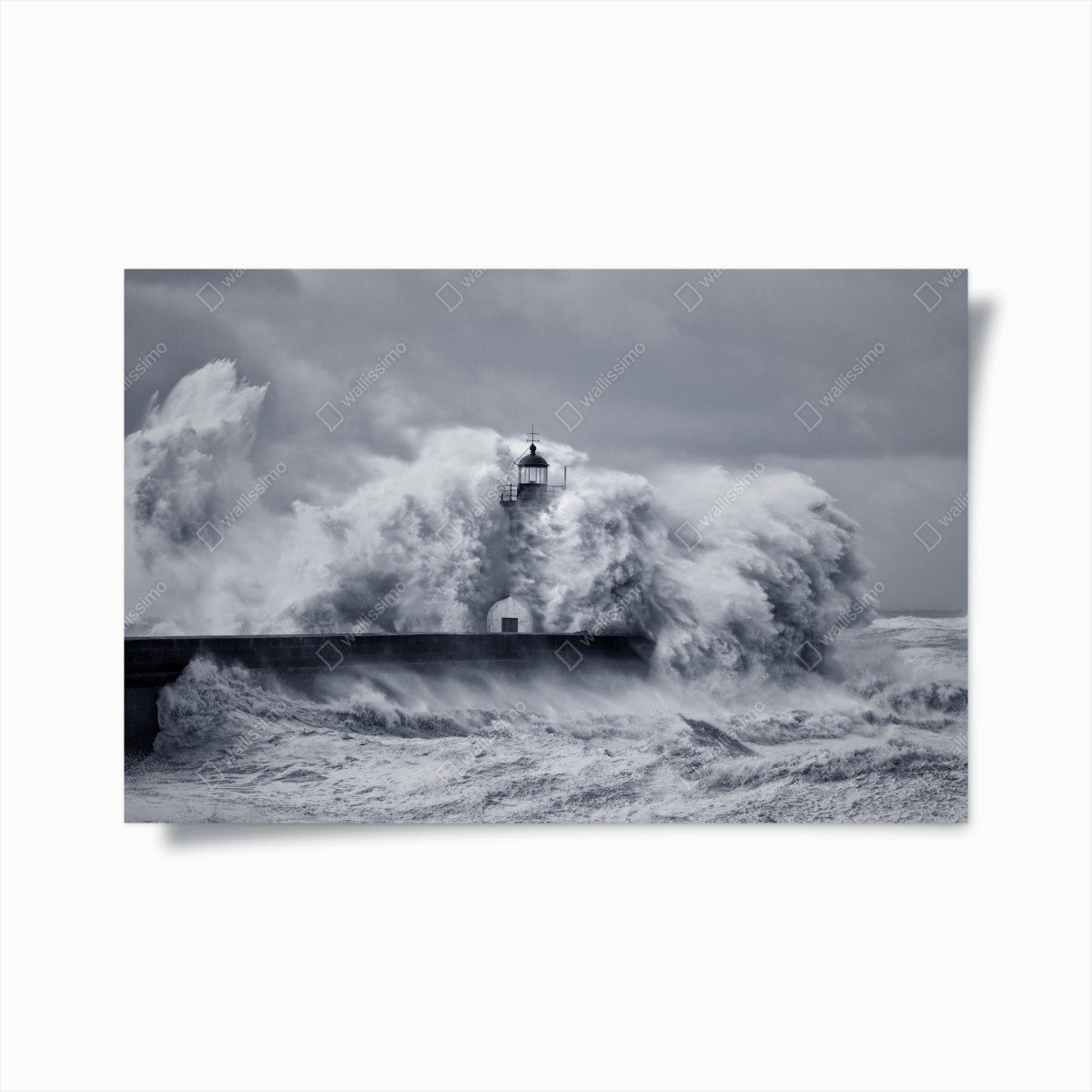 Poster lighthouse engulfed by stormy waves • Wallissimo® Poster lighthouse engulfed by stormy waves • Wallissimo®
