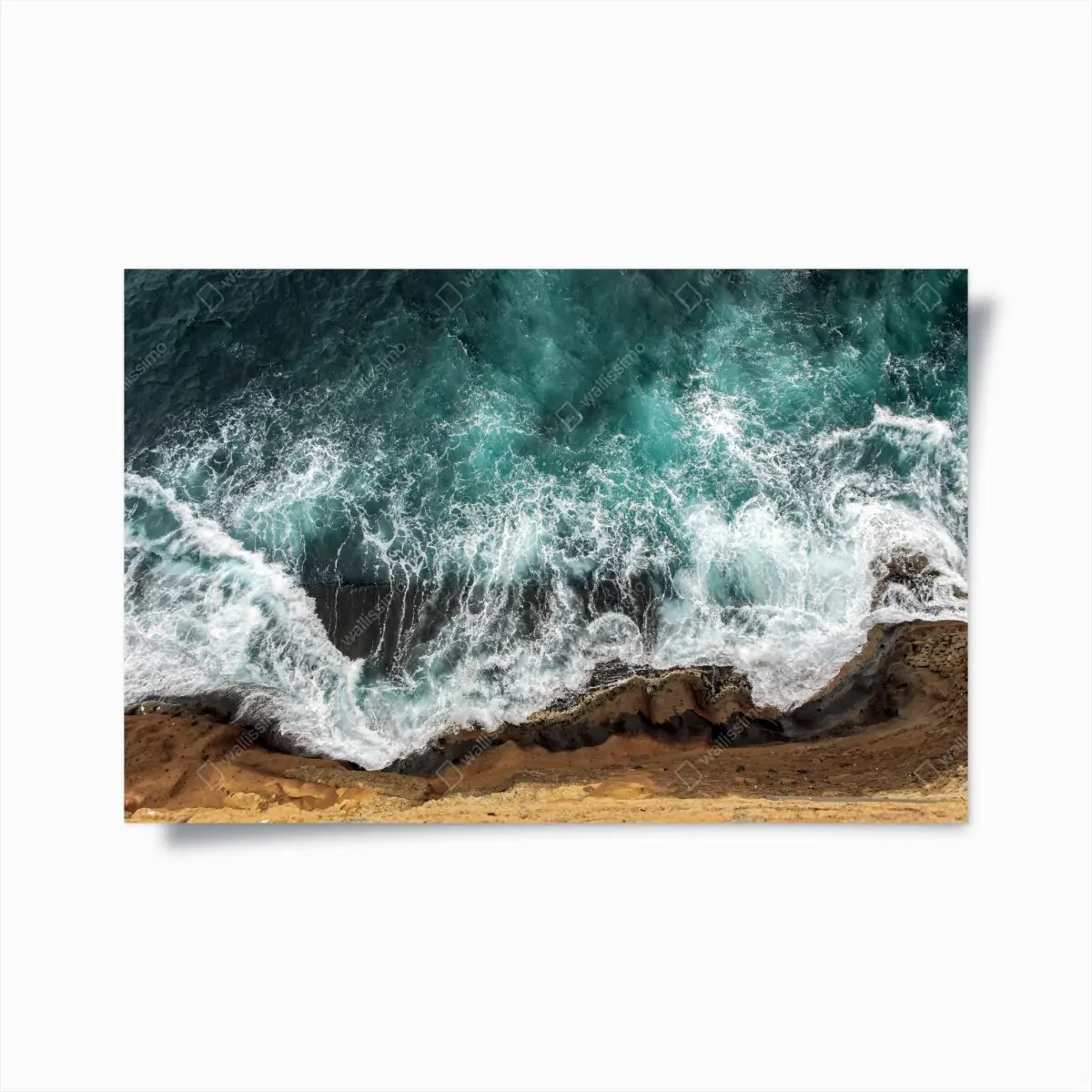 Poster aerial turquoise coast with crashing waves • Wallissimo® Poster aerial turquoise coast with crashing waves • Wallissimo®