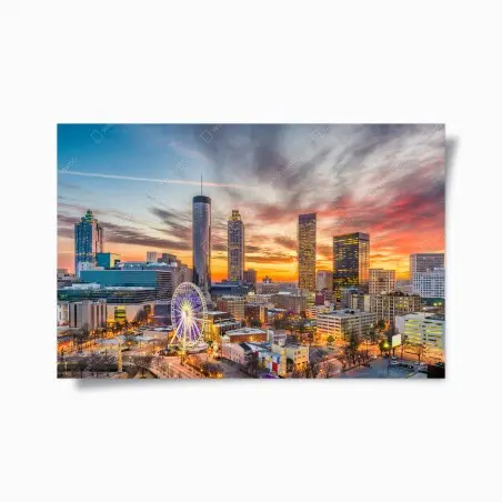 Poster Atlanta skyline at sunset • Wallissimo®