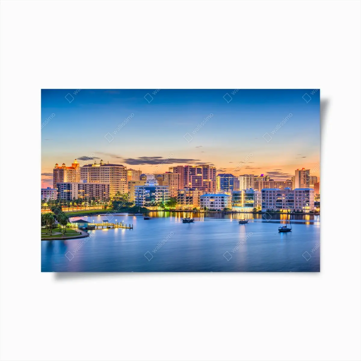 Poster Sarasota dawn skyline over the bay • Wallissimo® Poster Sarasota dawn skyline over the bay • Wallissimo®