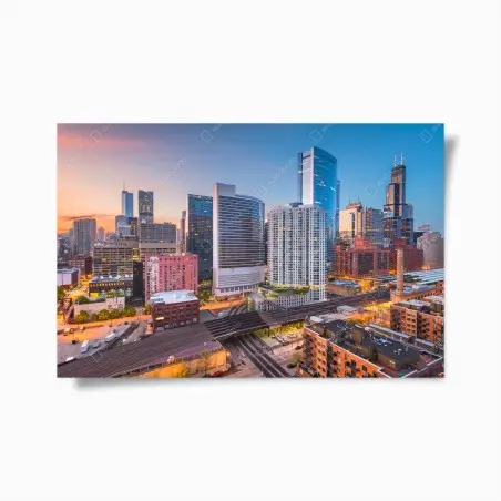 Poster Chicago skyline at dusk • Wallissimo®