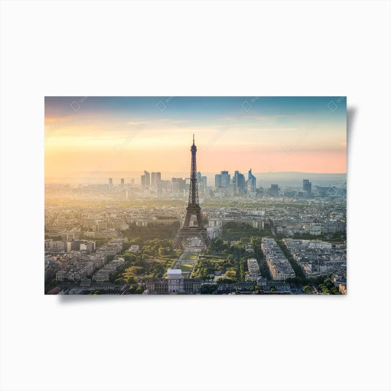 Poster Paris skyline at sunset with the Eiffel Tower