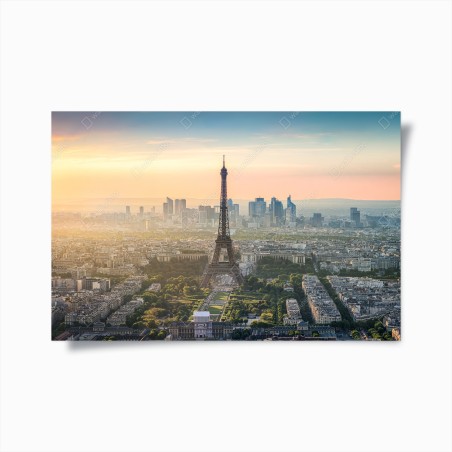 Poster Paris skyline at sunset with the Eiffel Tower • Wallissimo®