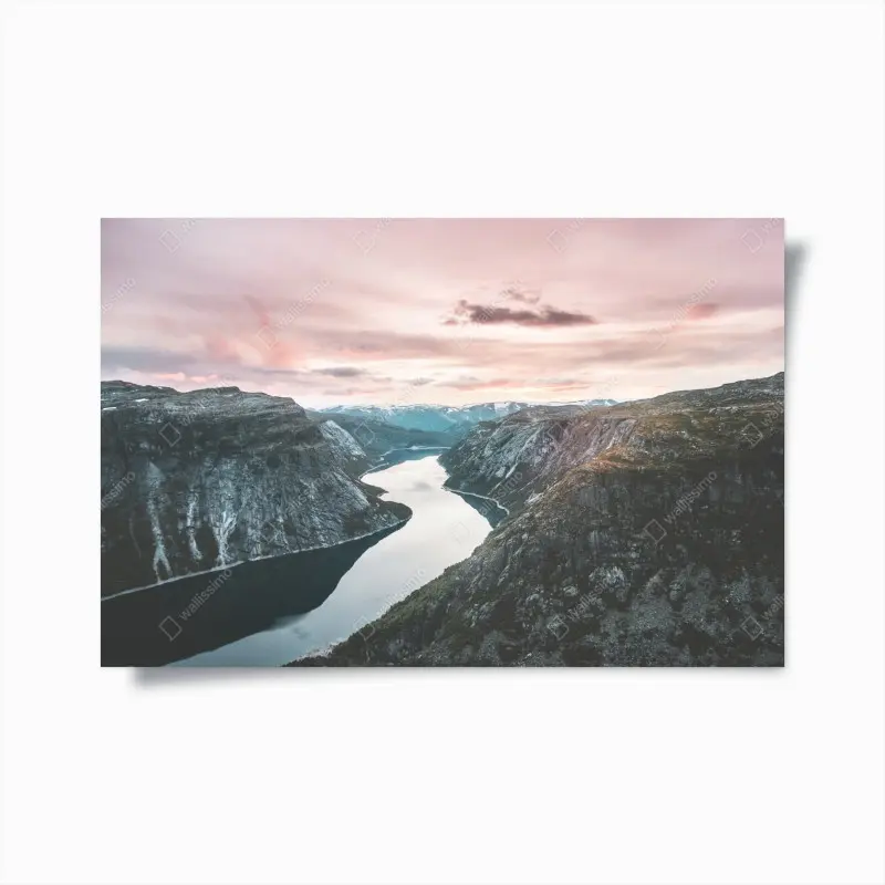 Poster serene fjord at sunset