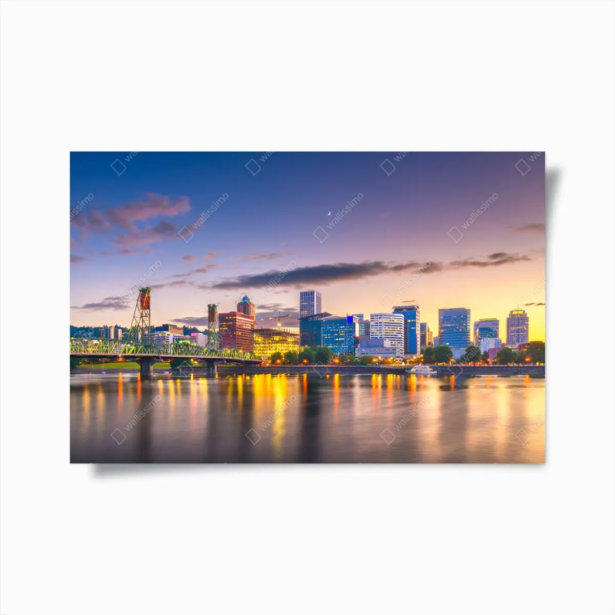 Poster Portland skyline at dusk over the Willamette River • Wallissimo® Poster Portland skyline at dusk over the Willamette River • Wallissimo®