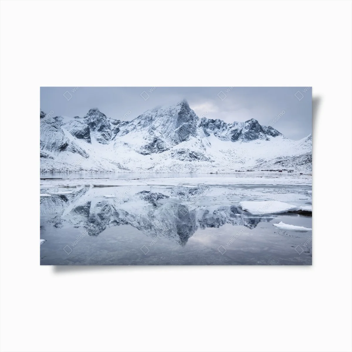 Poster snowy mountain ridge reflection in Norway • Wallissimo® Poster snowy mountain ridge reflection in Norway • Wallissimo®